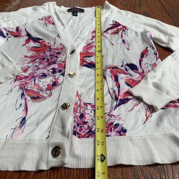 C. Wonder Floral Cardigan Sweater Womens Small Cream Pink Button Front NWOT - Picture 4 of 9